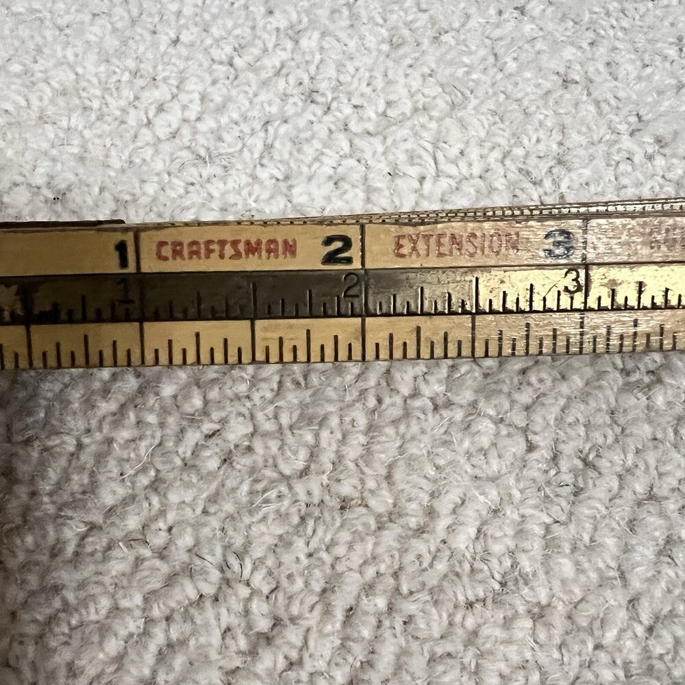Vintage CRAFTSMAN 72" Folding Extension Rule 3931 Wood And Brass Ruler - Picture 2 of 6